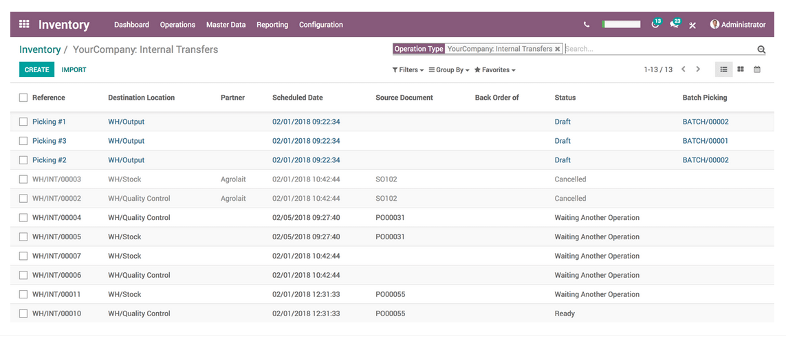 Odoo Inventory screenshot - The 31 Best Warehouse Management Software, Reviewed &amp; Compared for 2026