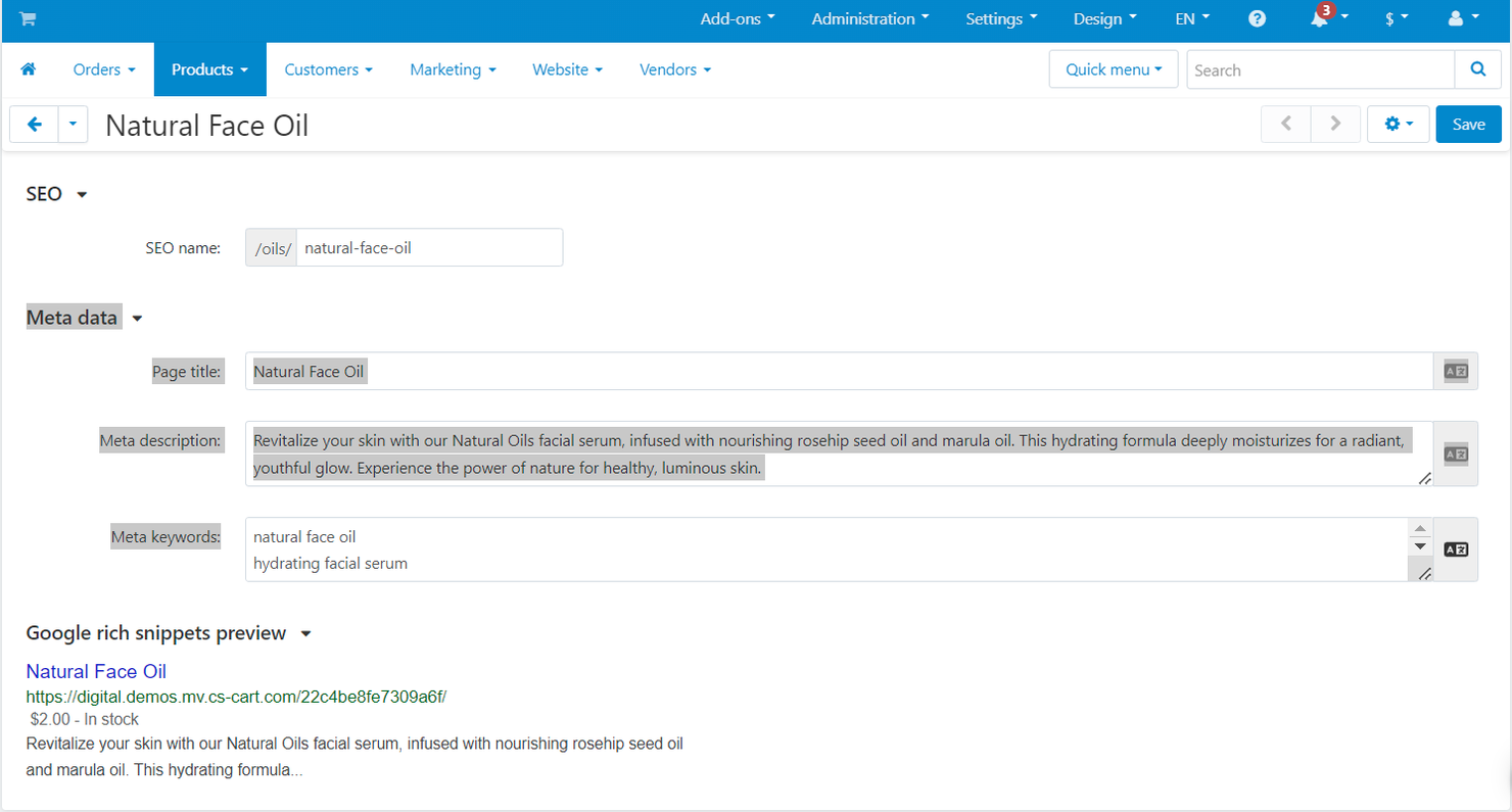 CS-Cart screenshot - 20 Best Ecommerce Platforms For SEO Reviewed In 2026