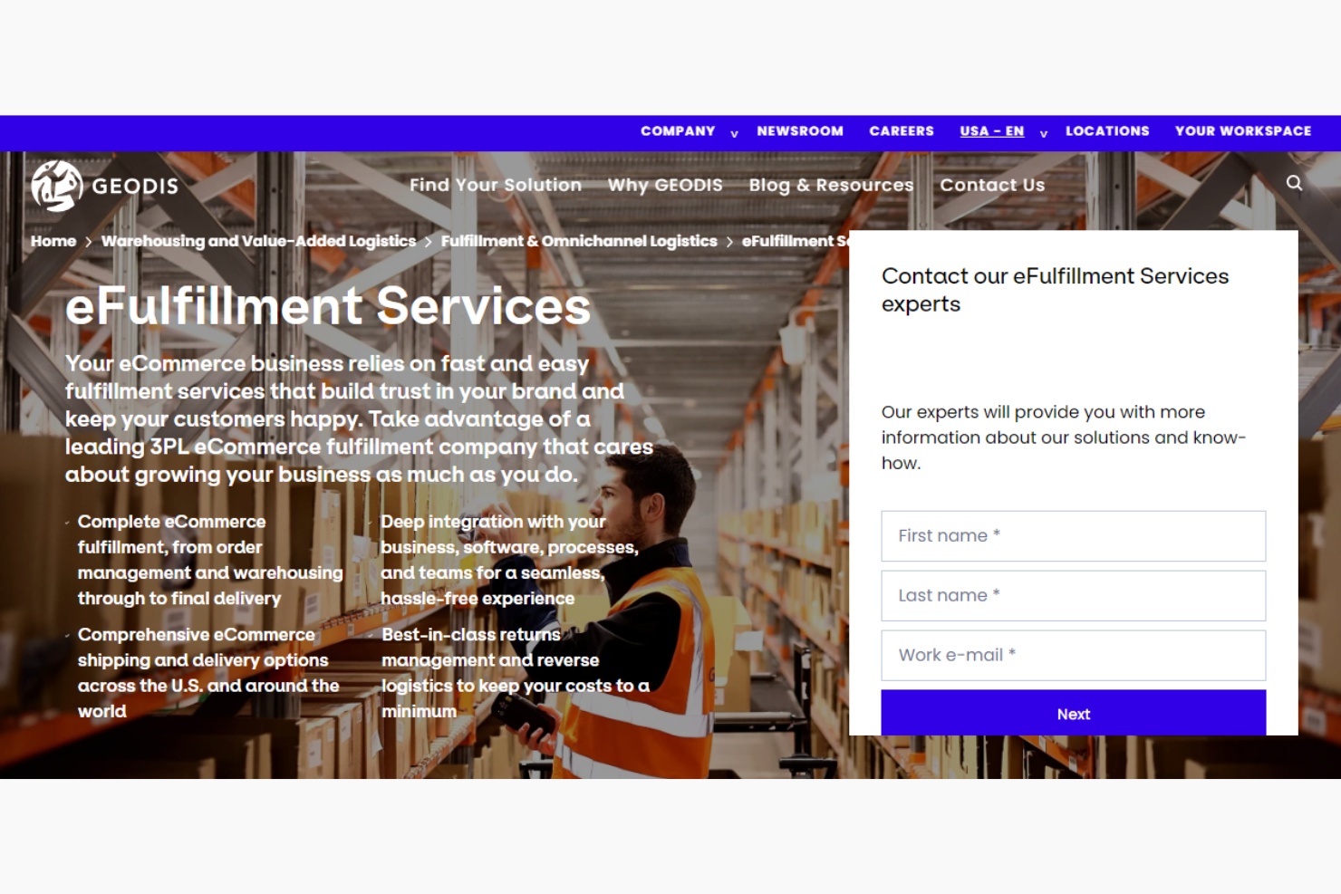 Geodis eLogistics screenshot - The 37 Best B2B Fulfillment Services, Ranked & Reviewed for 2026