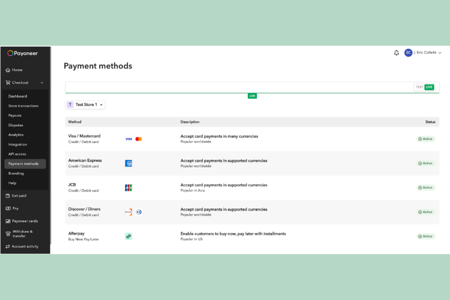 Payoneer screenshot - 21 Best Shopify Payments Alternatives for 2026