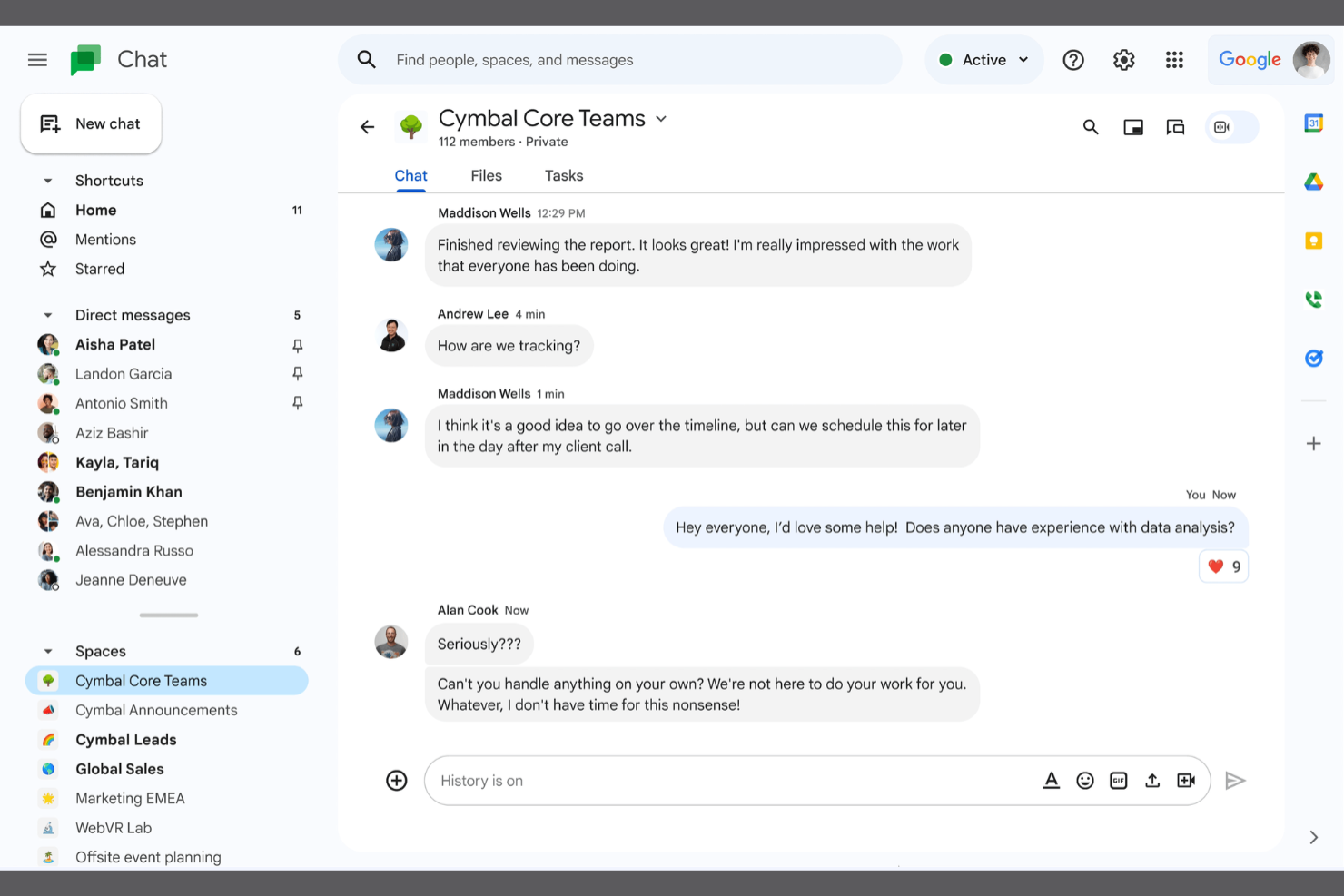 Google Chat screenshot - 21 Best Intercom Alternatives Picked for 2026 for Better Team and Customer Communication