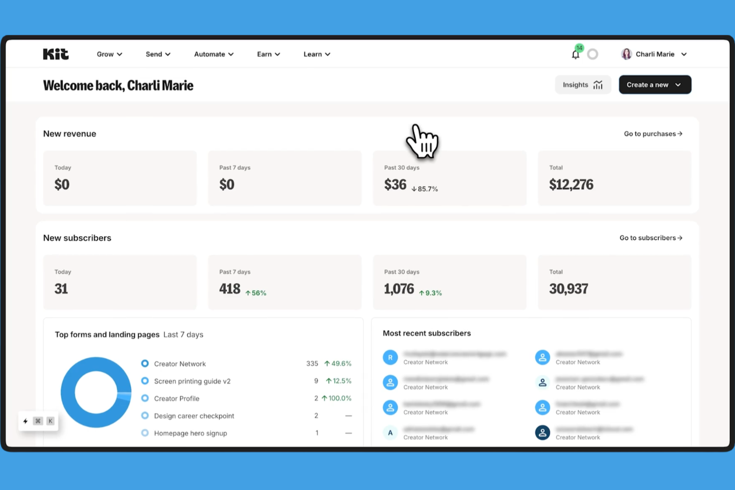 Kit screenshot - 15 Best AWeber Alternatives for 2026 With Top Features and Benefits