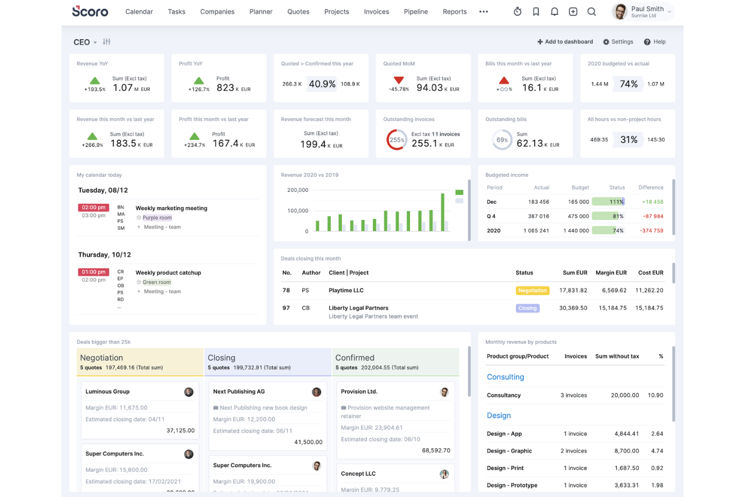 Scoro screenshot - 12 Best Odoo Alternatives Picked for 2026 With Top Features and Benefits