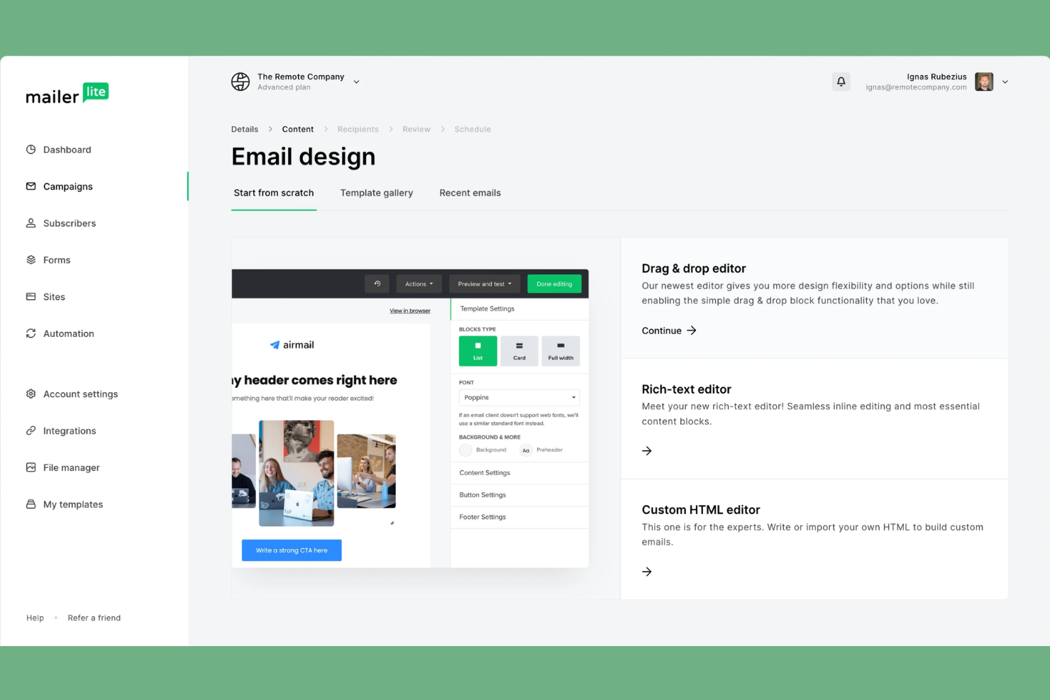 MailerLite screenshot - 10 Best Free E-commerce Marketing Tools in 2026