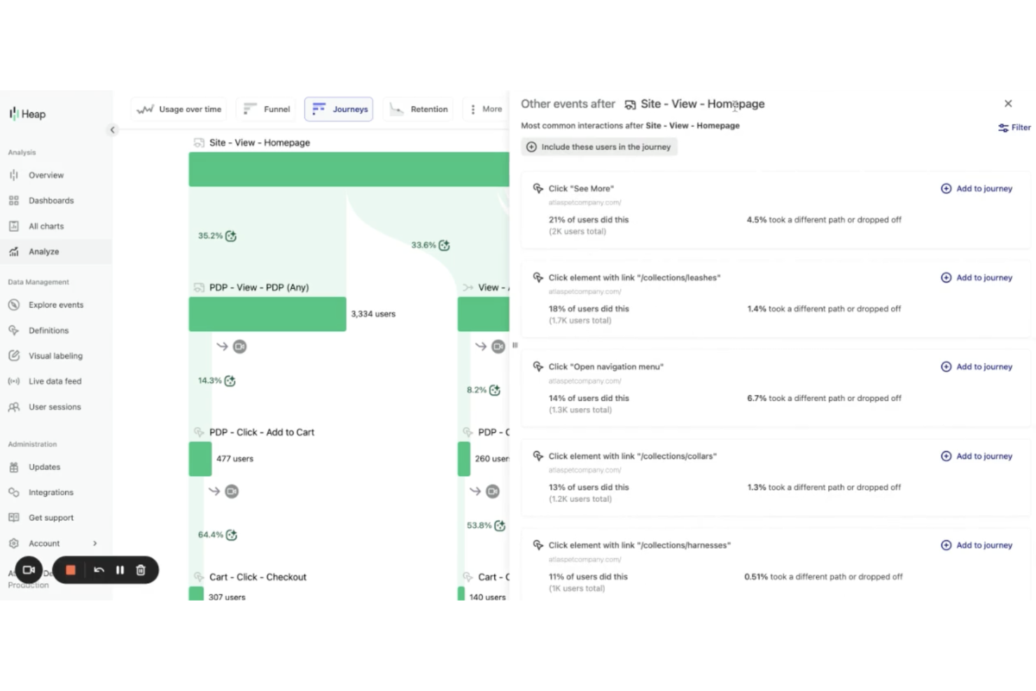 Heap screenshot - 10 Mixpanel Alternatives Picked for 2026 With Top Analytics Features