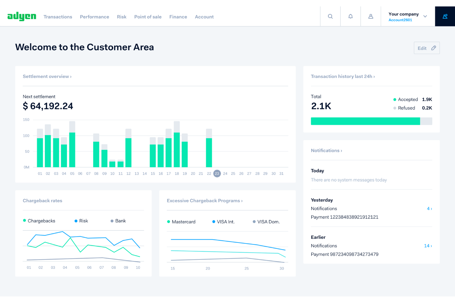 Adyen helps businesses manage payments across online and in store channels.