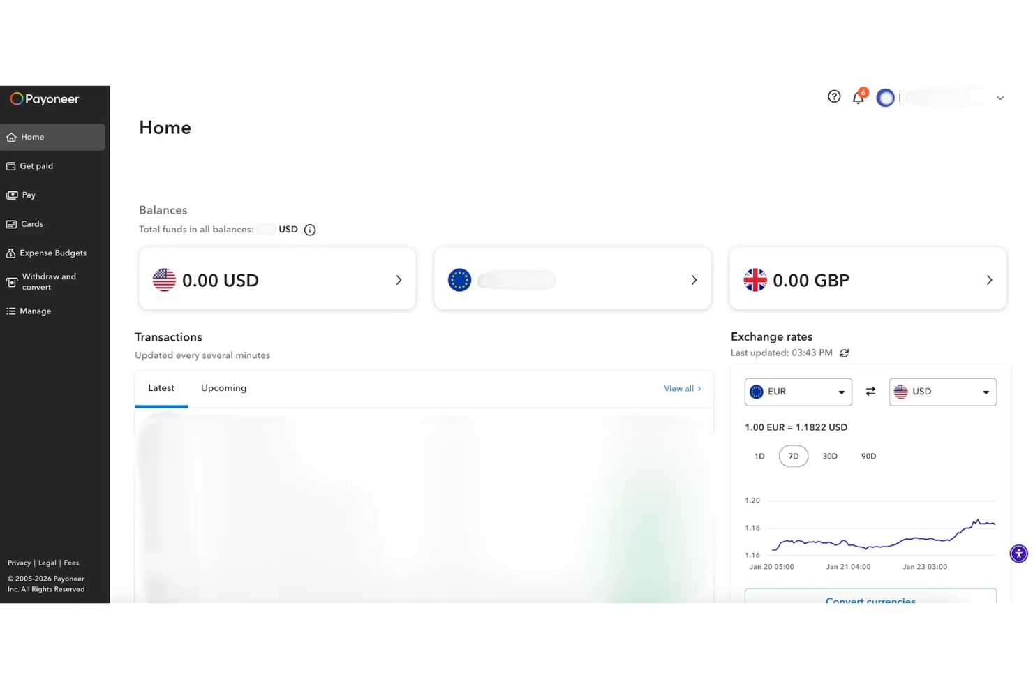 Payoneer enables global payments, transfers, and currency conversions.
