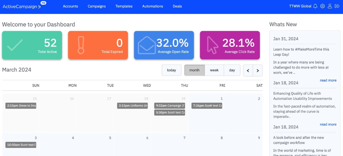 ActiveCampaign automates email marketing CRM and customer engagement.