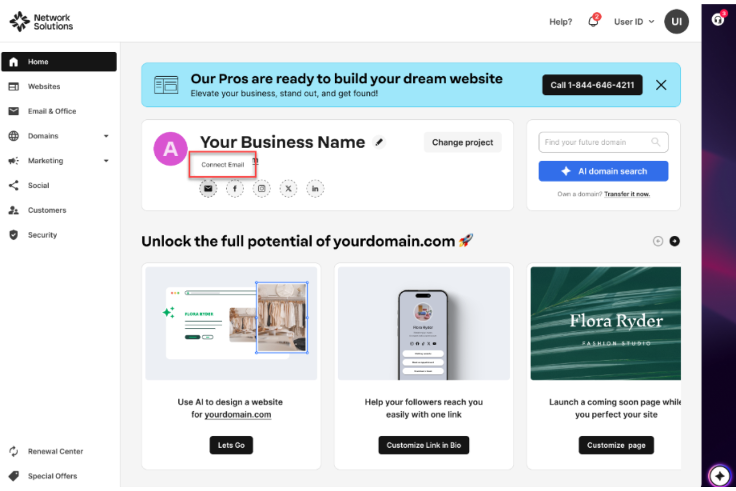 Network Solutions provides domain, hosting, website, and online marketing services.