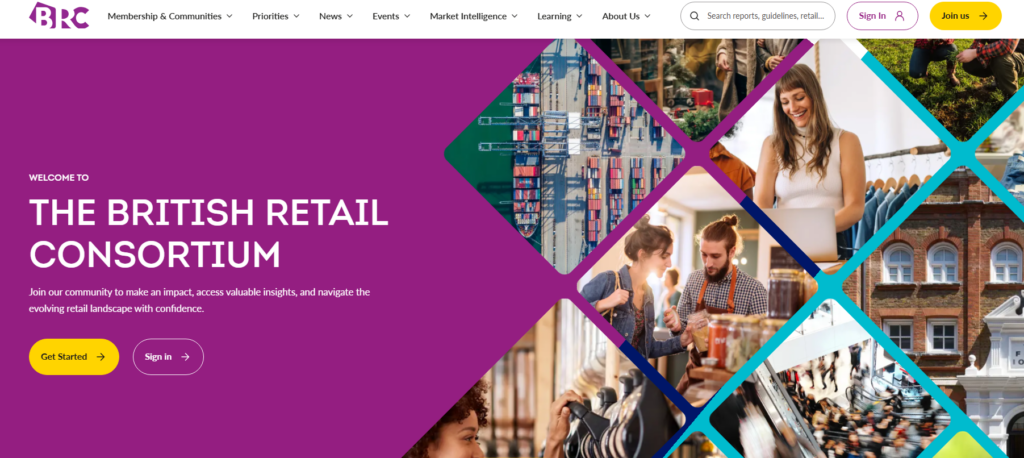 BRC homepage featuring membership and retail resources