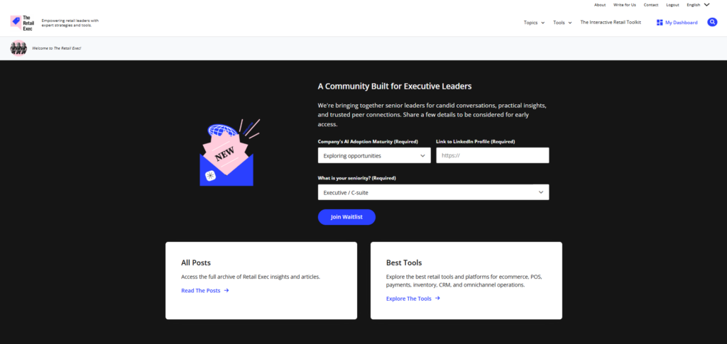 The Retail Exec executive community waitlist page