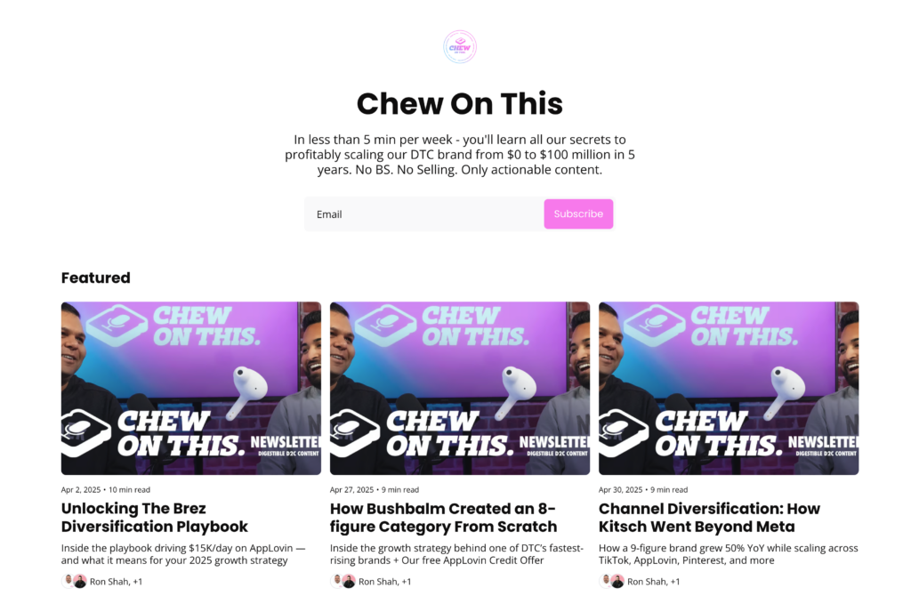 Chew On This newsletters