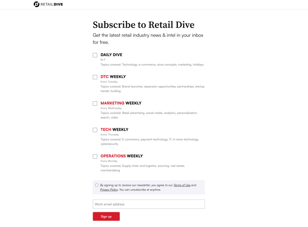Retail Dive newsletters