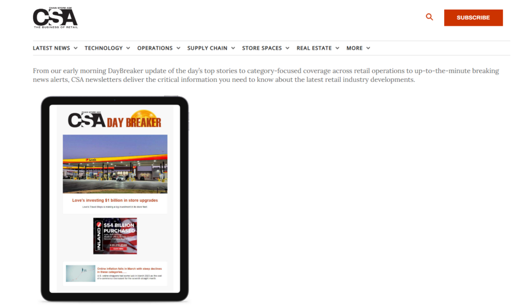 Abonnementsseite für den Chain-Store-Age-Newsletter