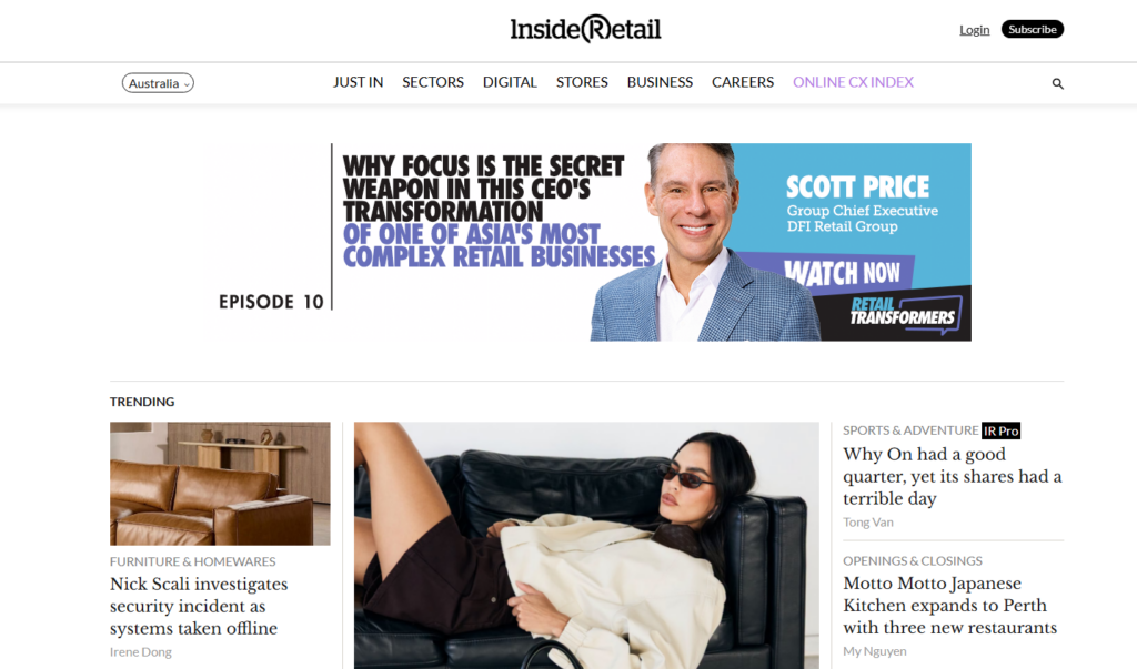 Website von Inside Retail Australia