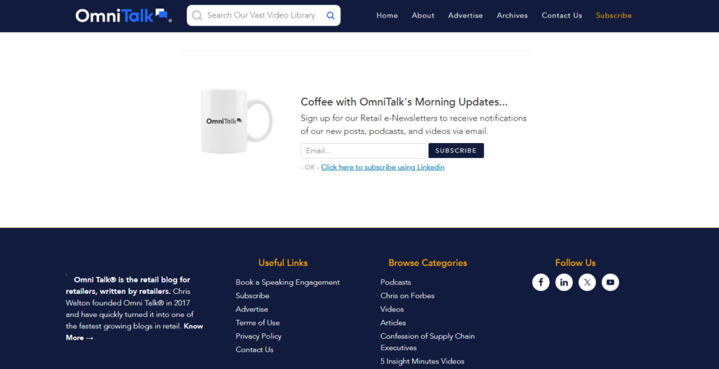 Anmeldeformular für den Omni Talk Retail-Newsletter