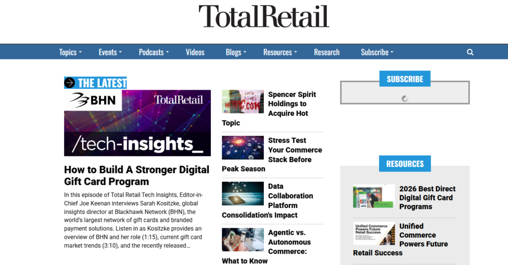 Startseite von Total Retail