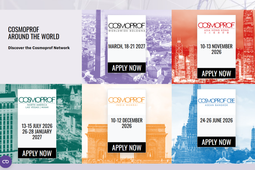 Cosmoprof Network event banner showcasing multiple international locations