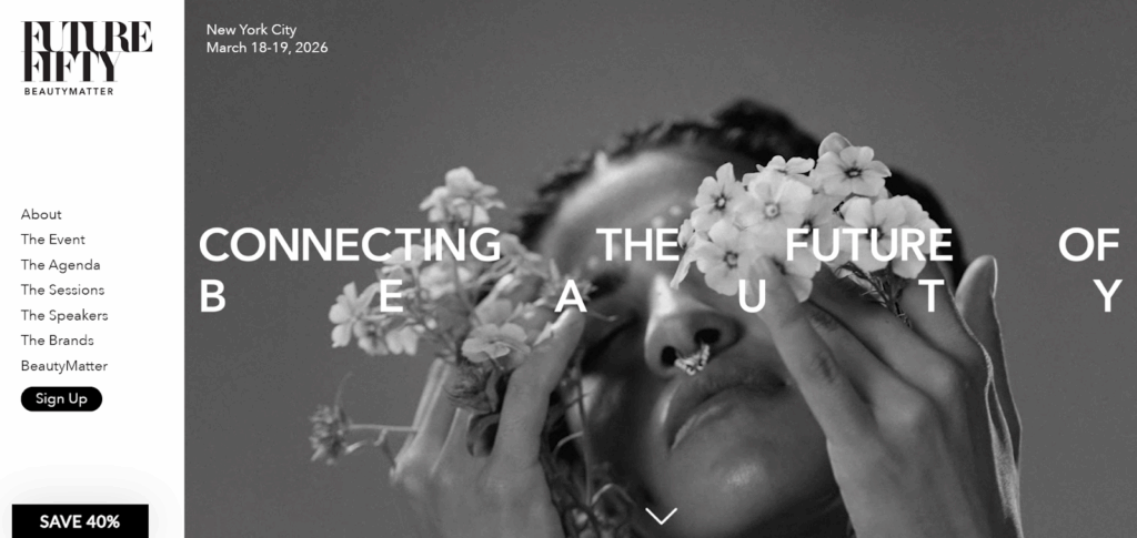 The landing page of the Future50 show