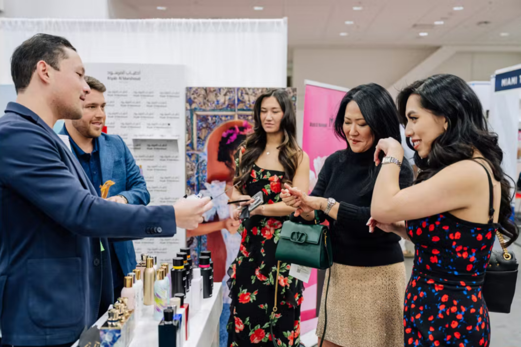Attendees checking vendor's product at the ASD Market Week, a merchandising trade shows