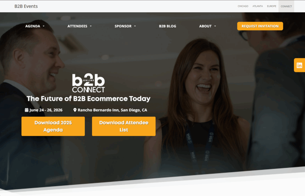 Landing page of the B2B Connect 2026