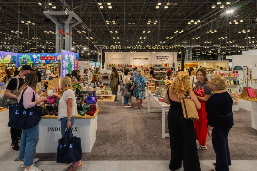 Vendors and attendees engaging at the NY NOW, a merchandising trade show