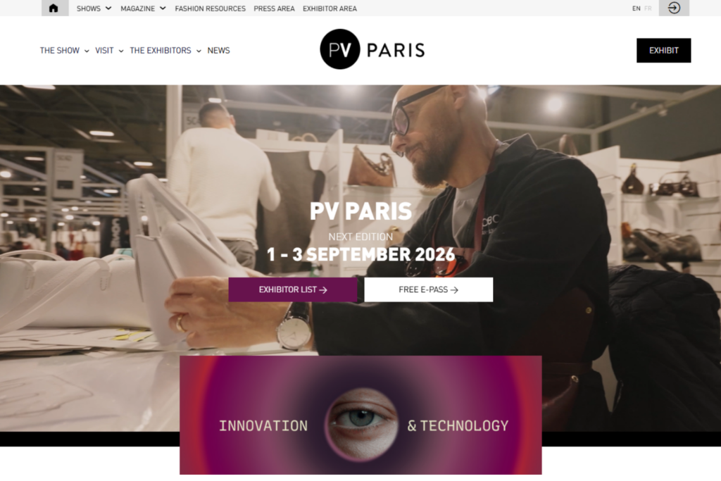 Capture d’écran de la page d’accueil PV Paris 2026