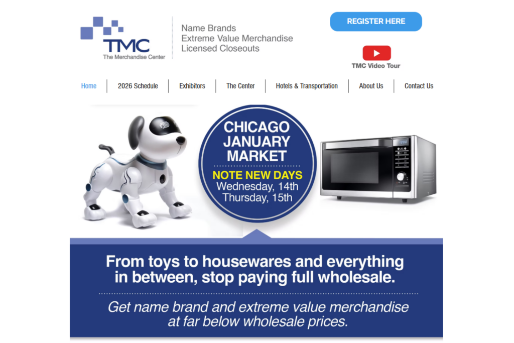 Screenshot of the TMC 2026 home page