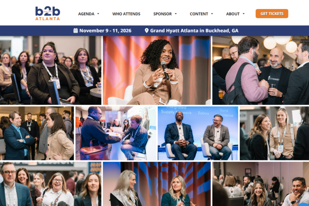Attendees networking and speaking at B2B Online Atlanta