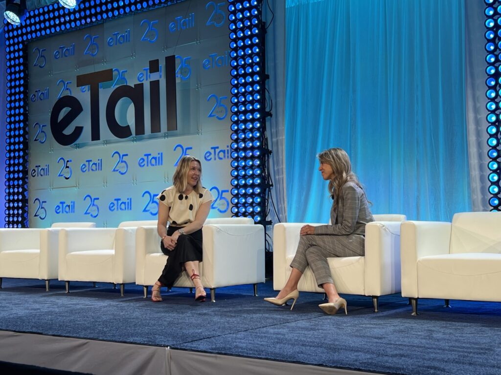Speaker Gena Fox, Senior VP of apparel and accessories at Target, and Sabrina Callahan, VP, Ecommerce at Sam's Club, at the eTail Palm Springs 2025