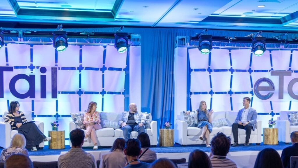 Panel discussion on stage at eTail Boston