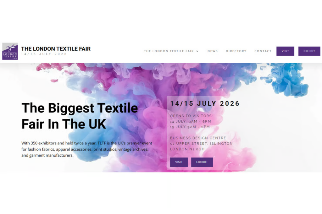 London Textile Fair 2026 landing page screenshot