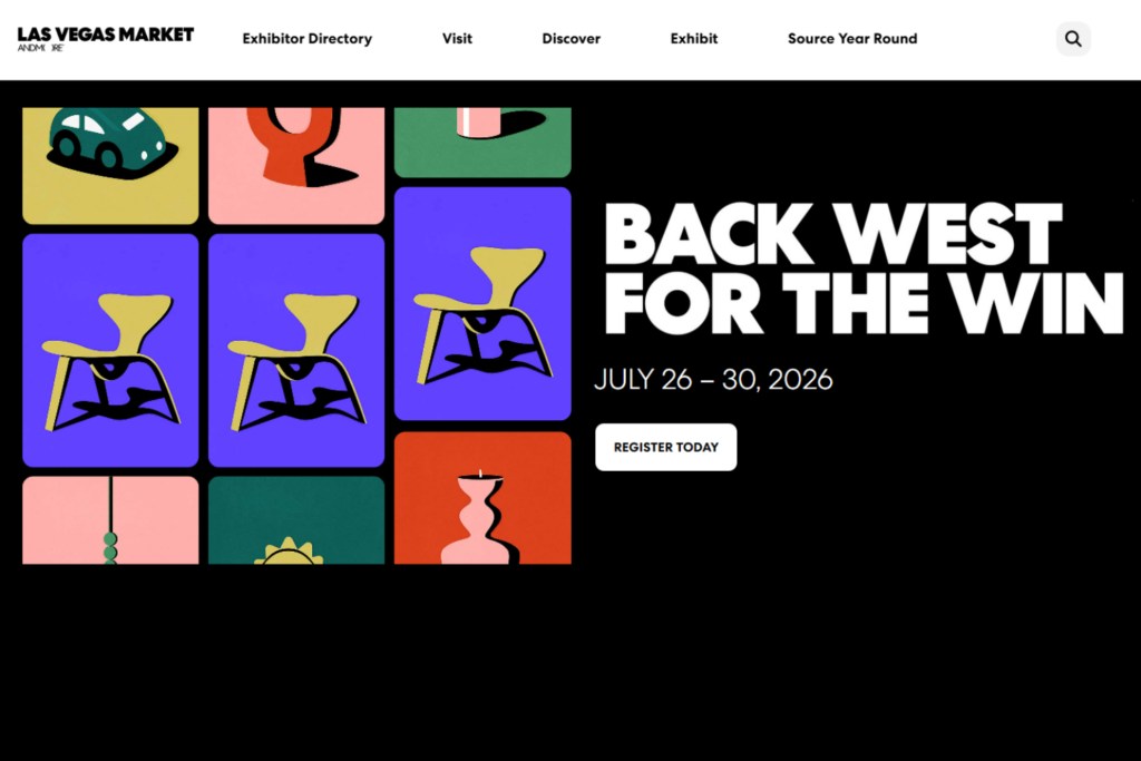Page du site Web du salon Las Vegas Market 2026