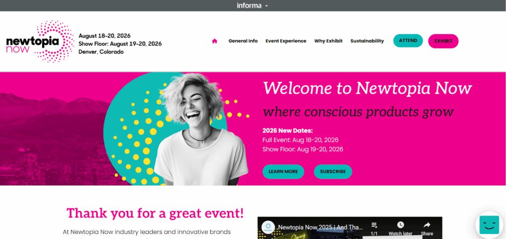 The landing page of the Newtopia Now 2026 show
