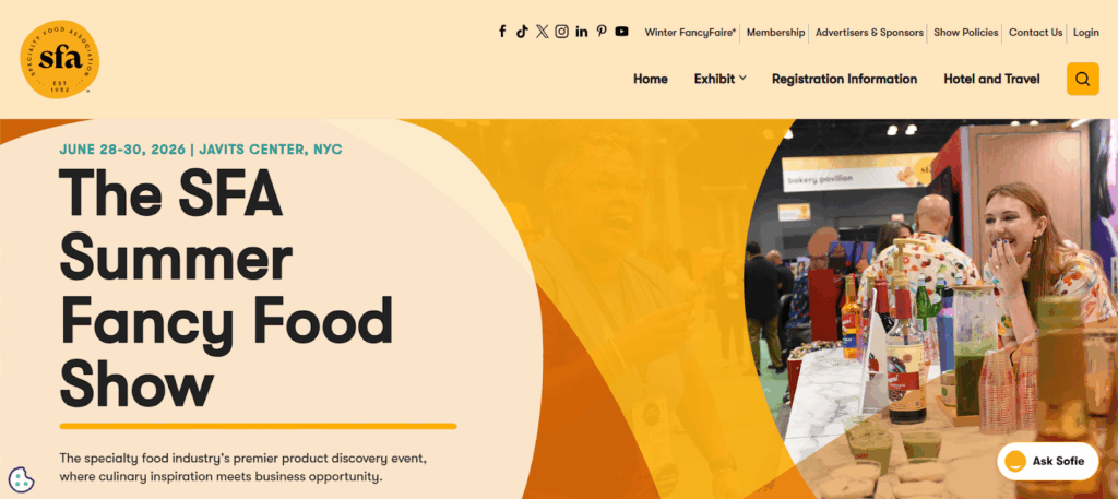 Landing page of the Summer Fancy Food Show 2026