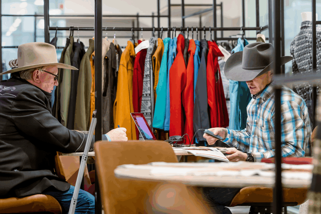 An exhibitor in their booth at the WESA Trade Show