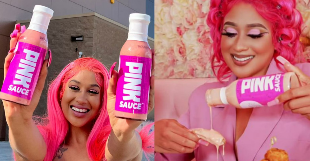 Images of viral TikTok product Pink Sauce by Chef Pii now available in Walmart across the U.S.