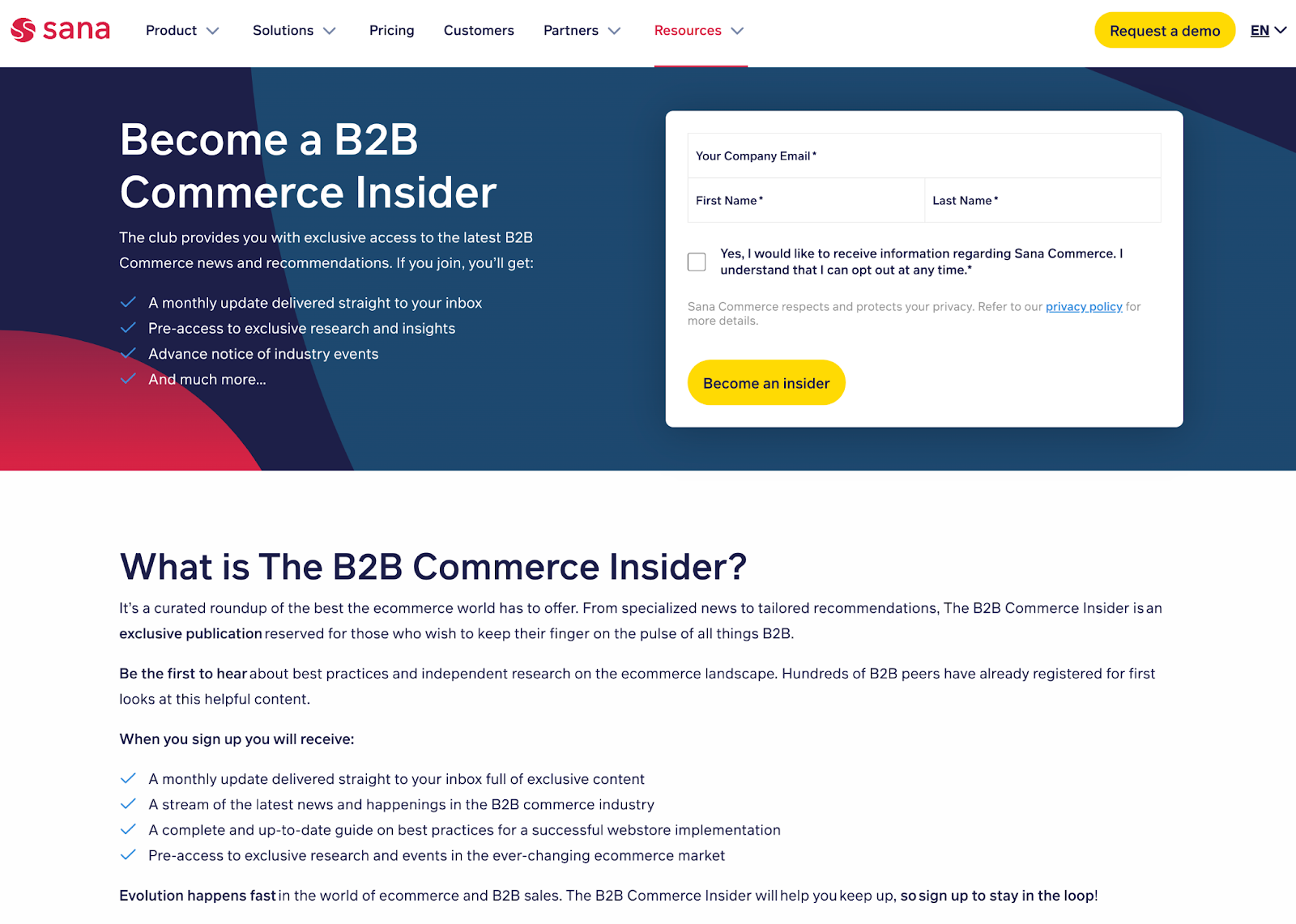 B2B Commerce Insider landing page