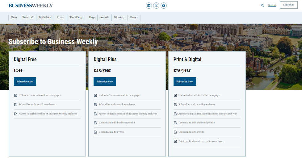 Business Weekly, a newsletters for entrepreneurs