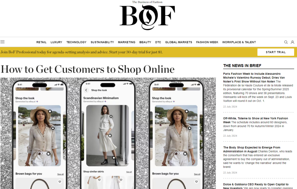 Business of Fashion newsletter website
