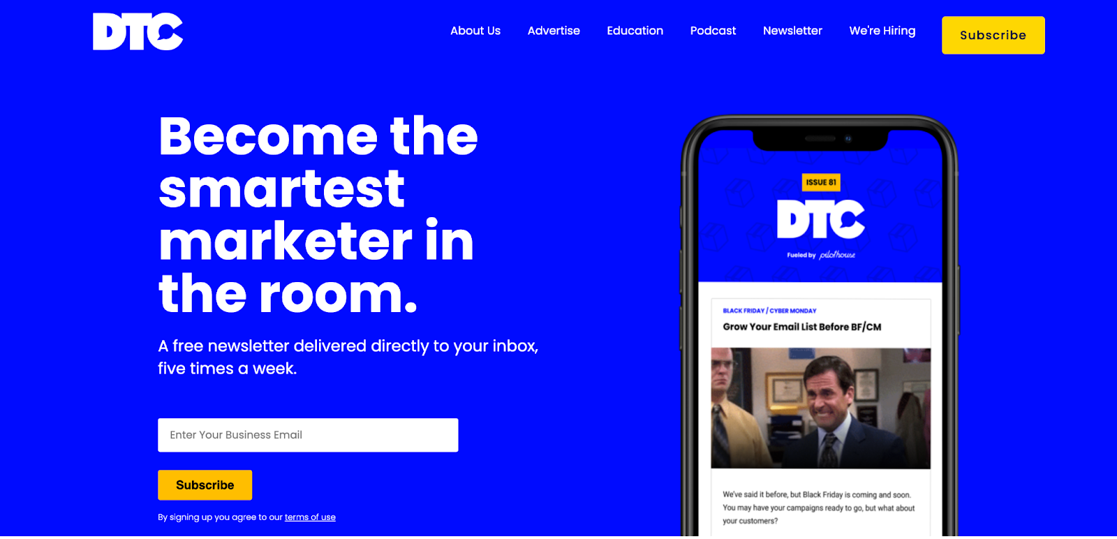 DTC Newsletter subscription form