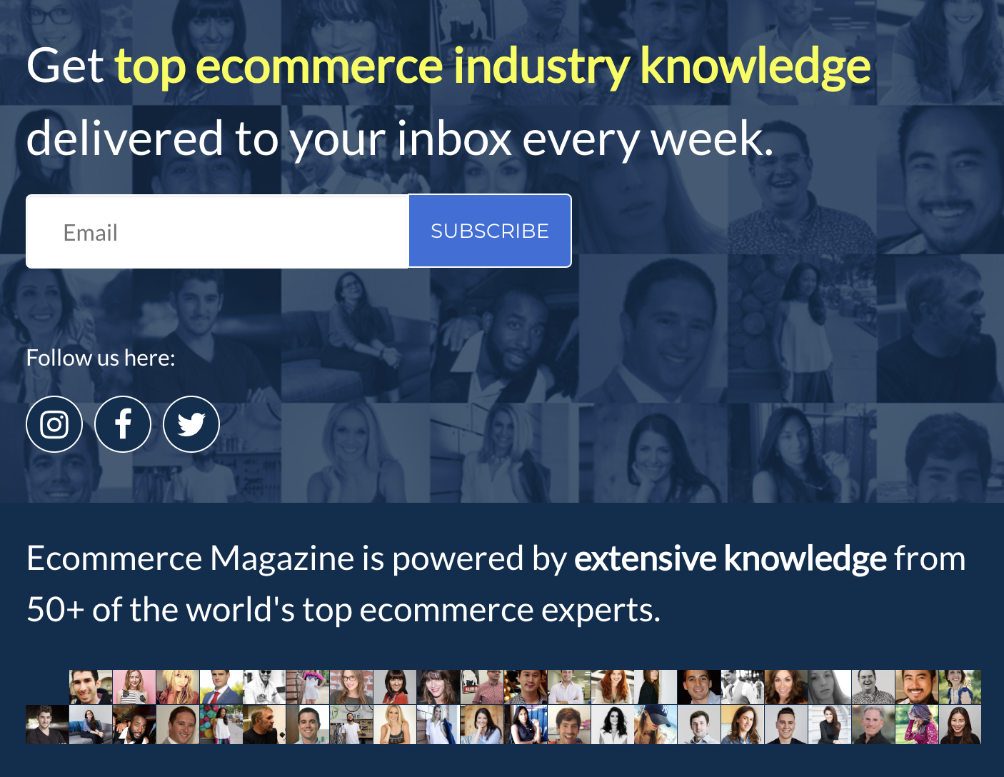 Ecommerce Magazine landing page
