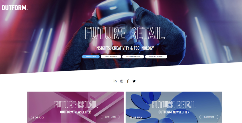 Future Retail newsletter landing page