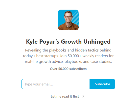 Growth Unhinged newsletter subscription form