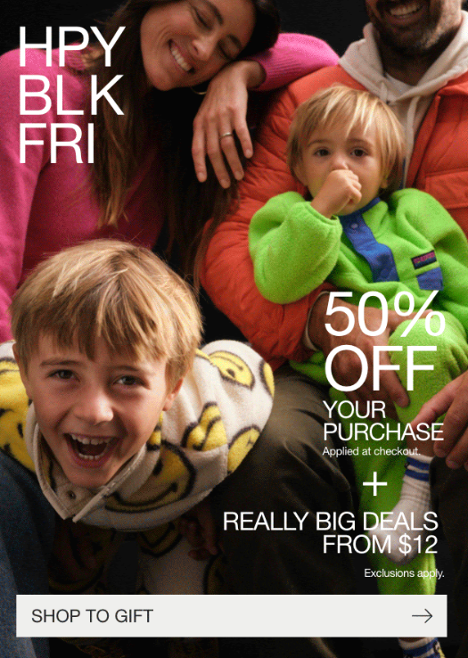screenshot of gaps black friday
