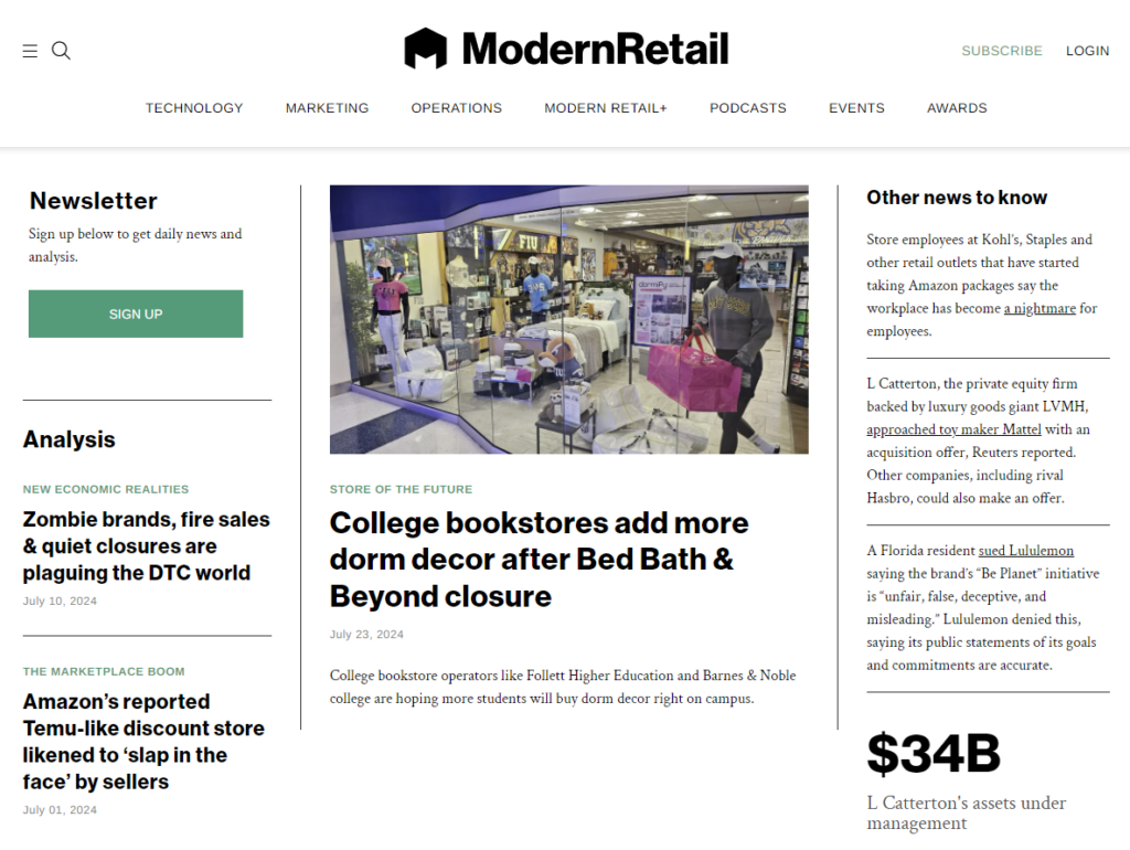 Modern Retail subscription page
