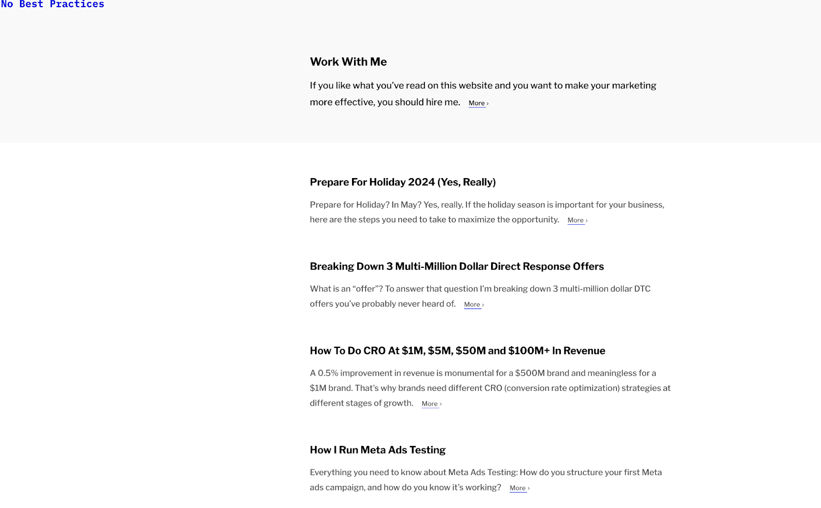 No Best Practices previous issues
