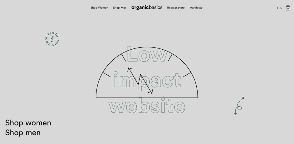 Organic Basics Low Impact Website Screenshot
