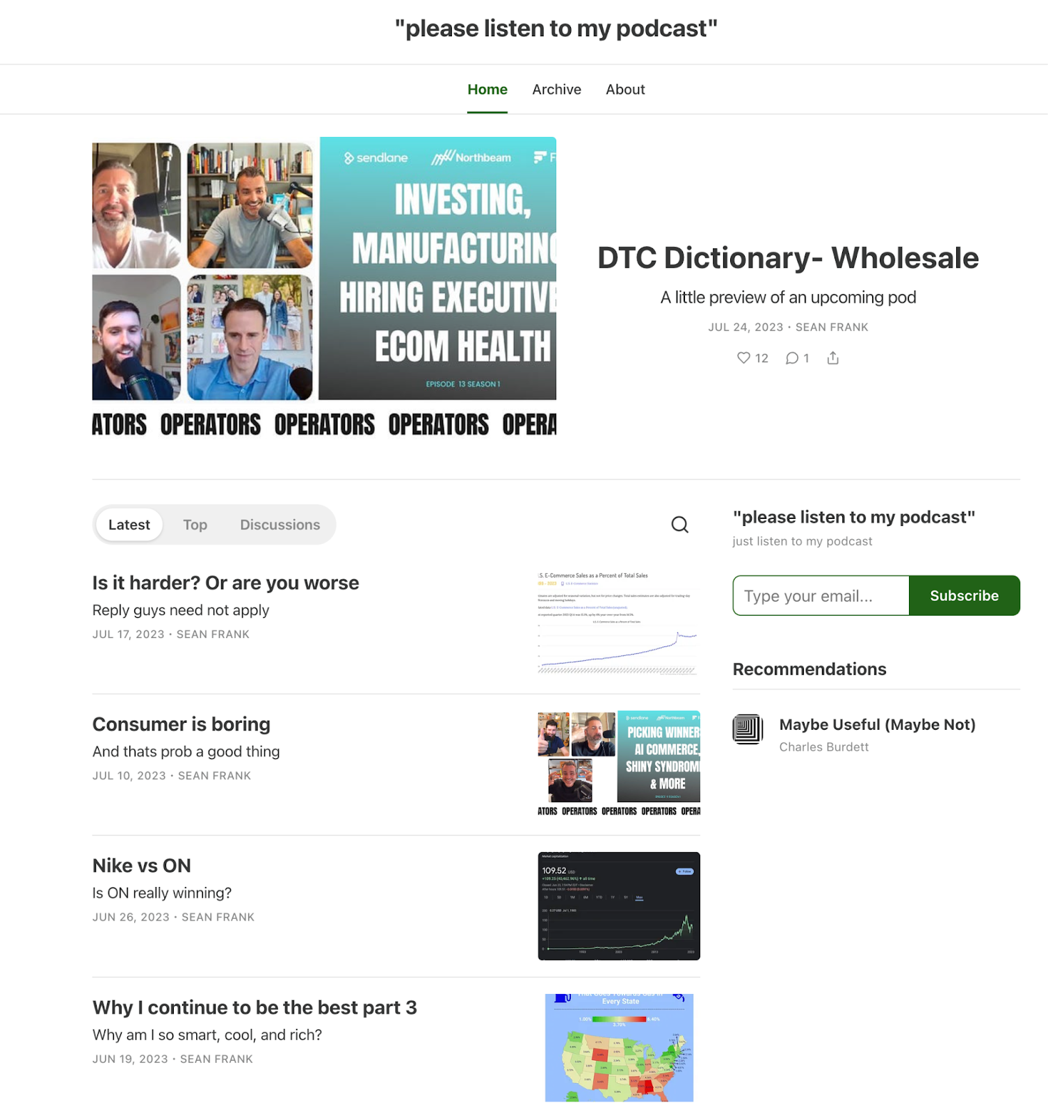 Please Listen to My Podcast landing page