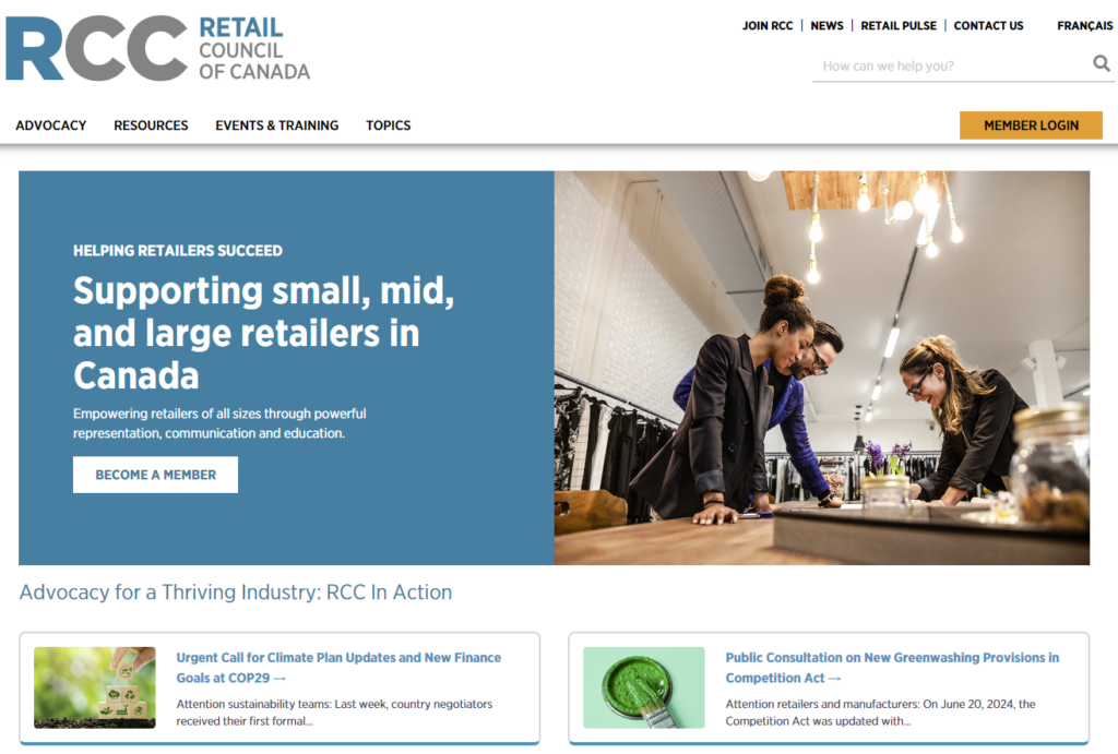 Retail Council of Canada (RCC) newsletter for retail professionals